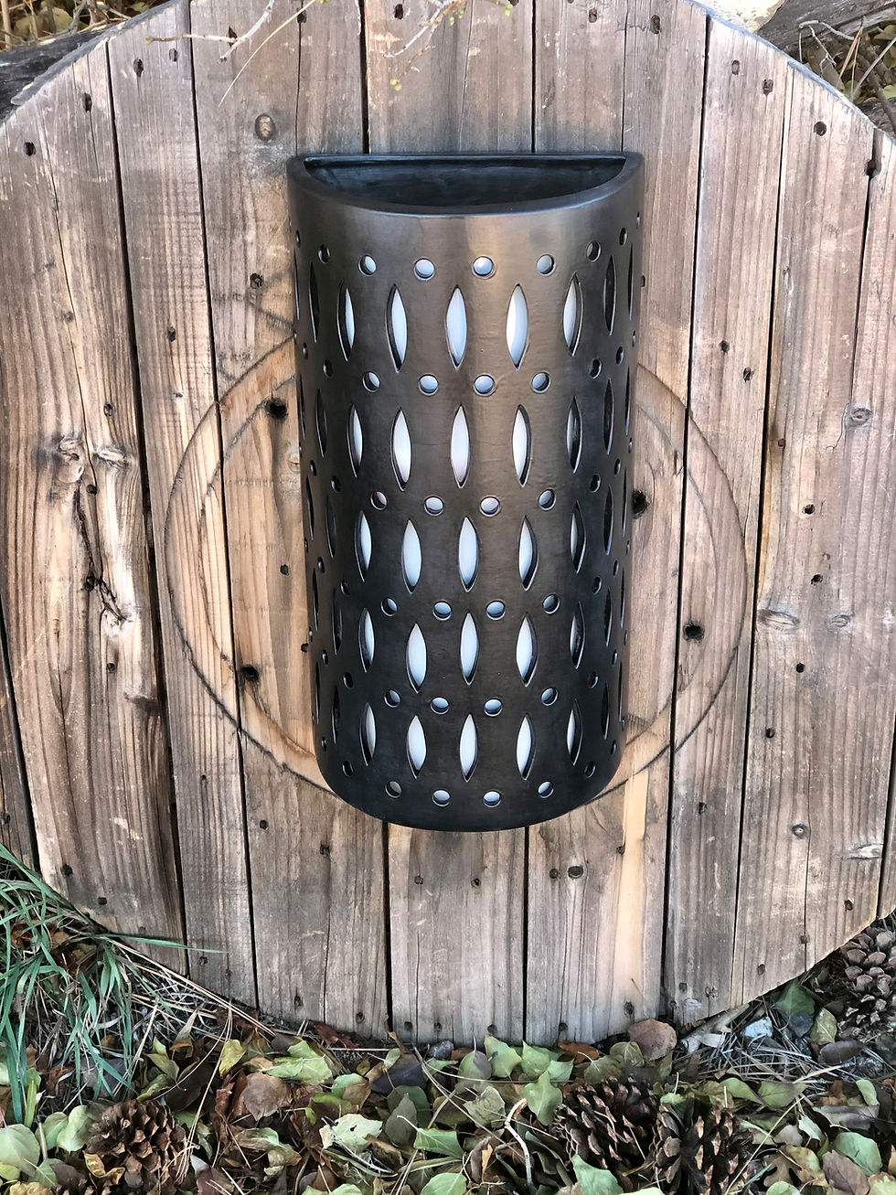 Thumbnail: Outdoor Ceramic Wet Location Wall Sconce with Ovals and Holes Cutout