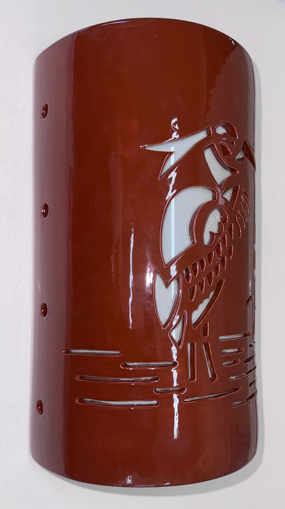 Thumbnail: Outdoor Ceramic Wall Sconce – Blue Heron Wading in Water - Wet Rated Lights