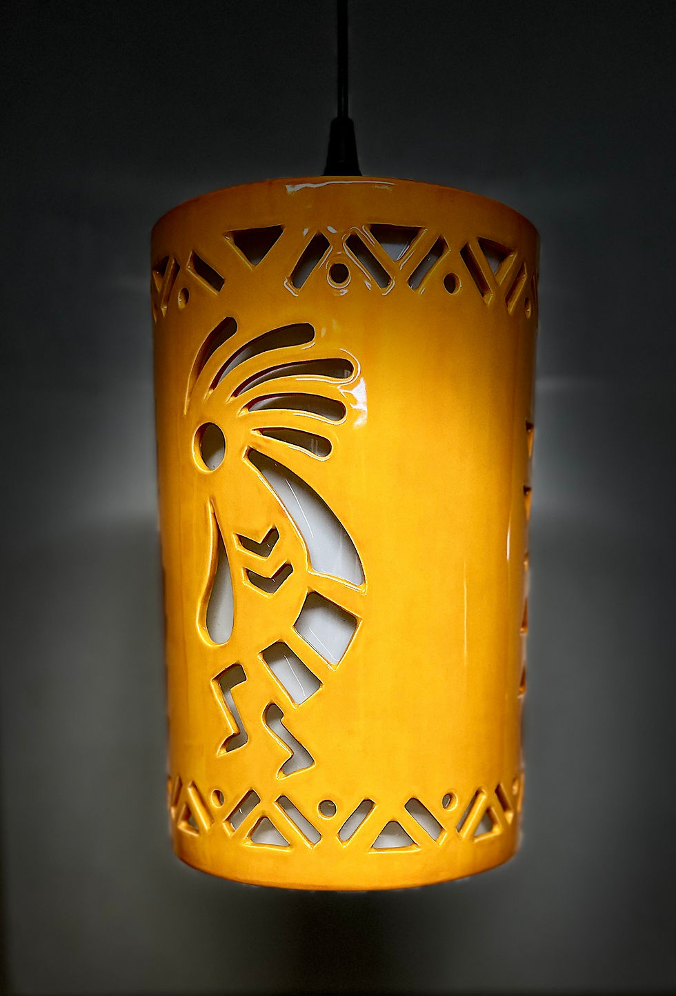 Thumbnail: Kokopelli Southwestern Hanging Cylinder Light for interior or exterior decor