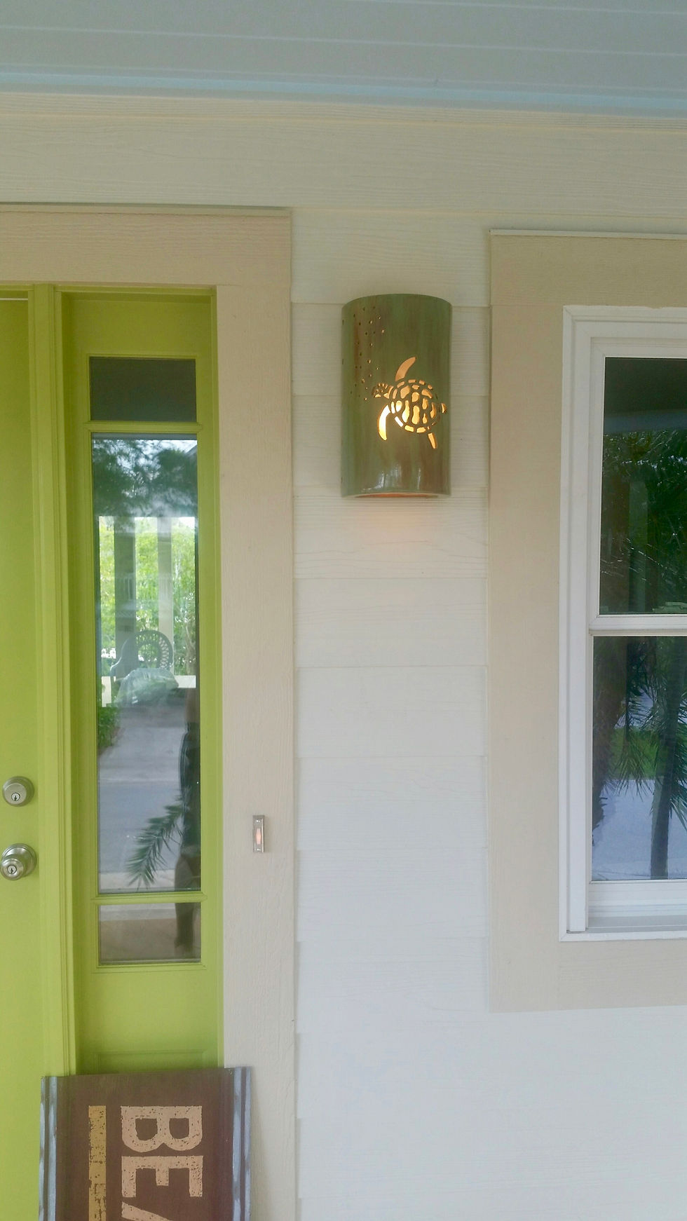 Thumbnail: Sea Turtle Ceramic Wall Sconce / Indoor or Outdoor Coastal Lighting