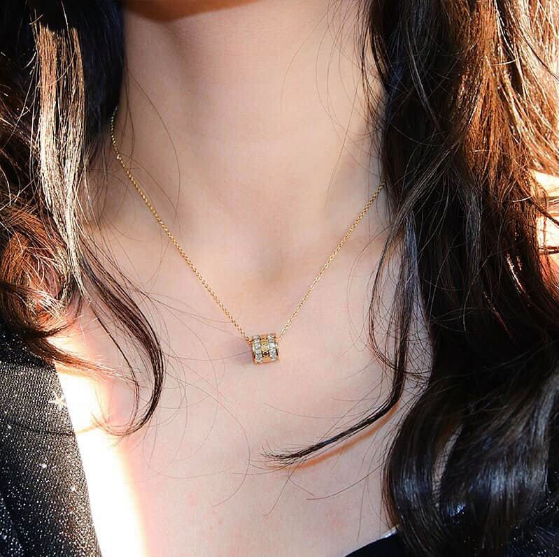 Thumbnail: SHINY CRYSTAL ROMAN NUMERALS PENDANT NECKLACE 