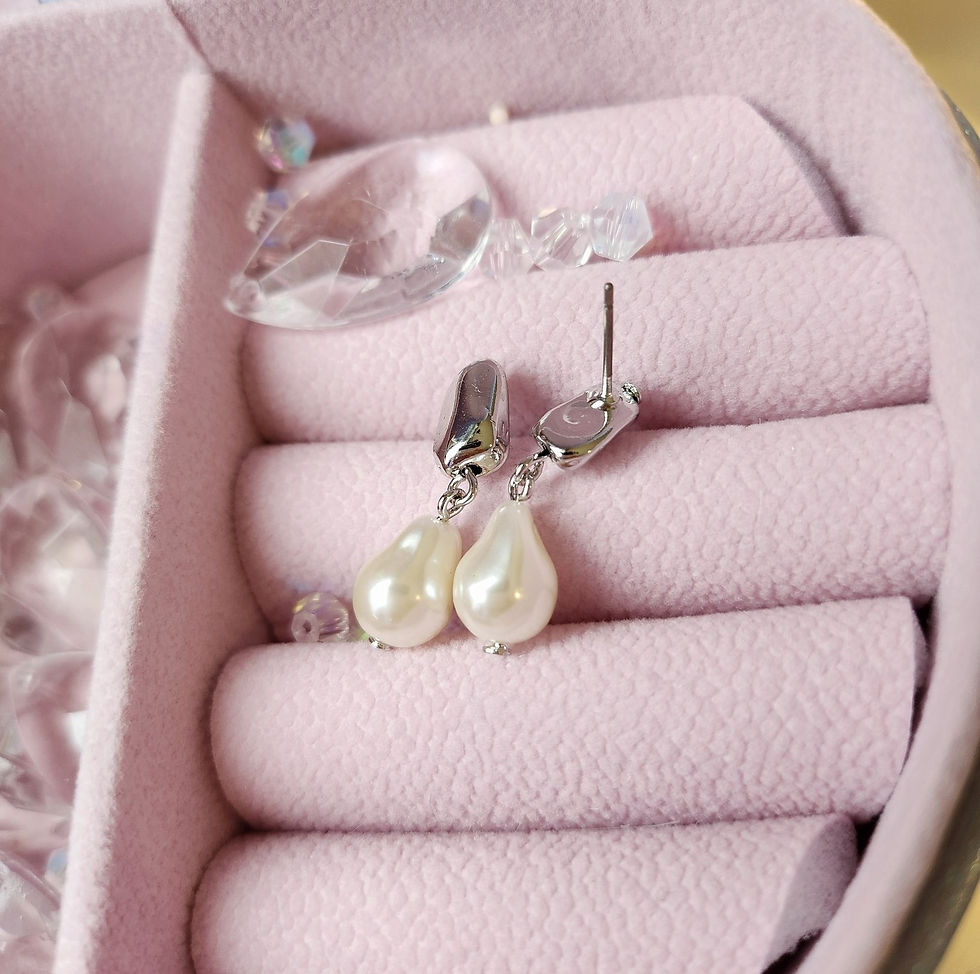 Thumbnail: MOLTEN FRESHWATER PEARL DANGLE EARRINGS - Silver Tone