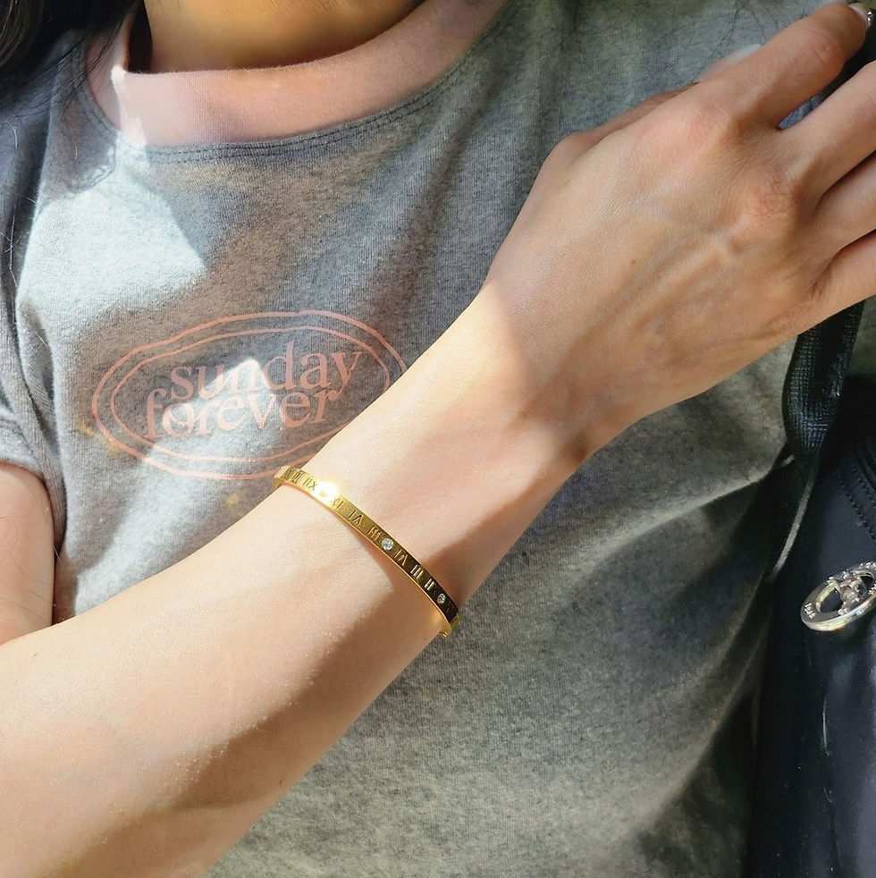 Thumbnail: ROMAN NUMERALS WITH CZ STONES BANGLE