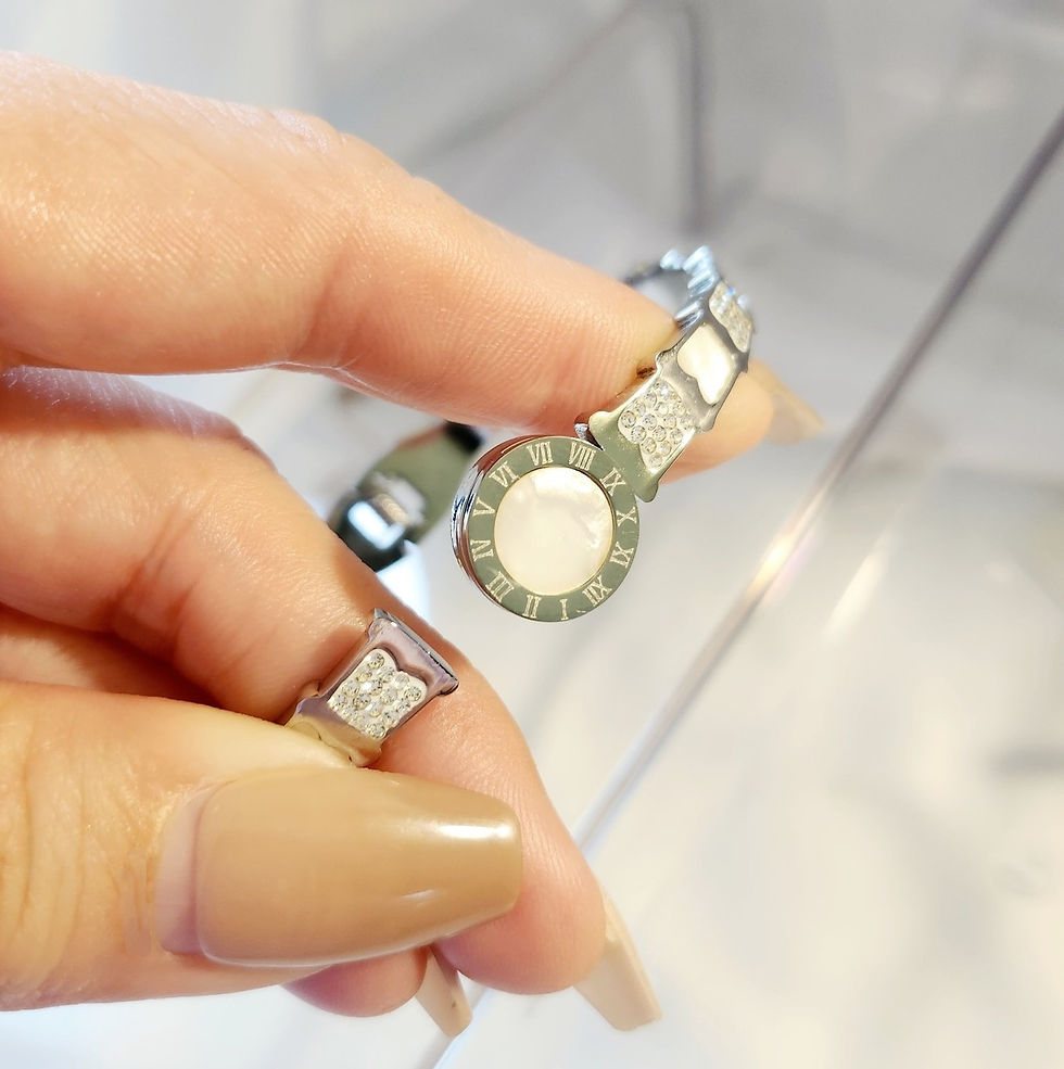 Thumbnail: SHELL IN ROMAN NUMERALS CRYSTAL BANGLE