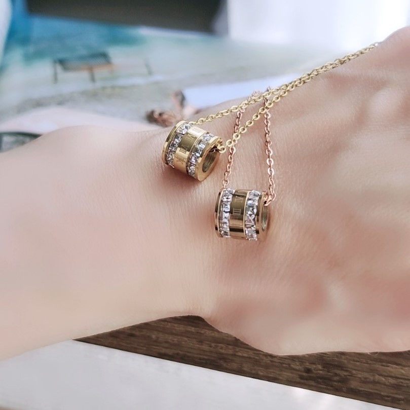Thumbnail: SHINY CRYSTAL ROMAN NUMERALS PENDANT NECKLACE 