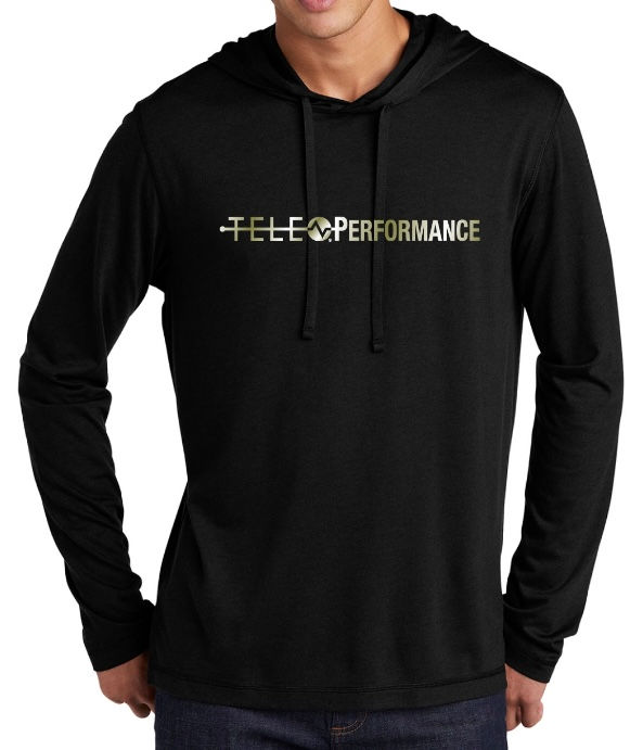 Long Sleeve Hooded Shirt-Green Lettering