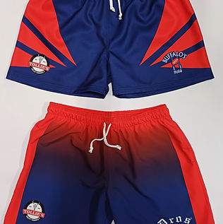rugby shorts red and blue