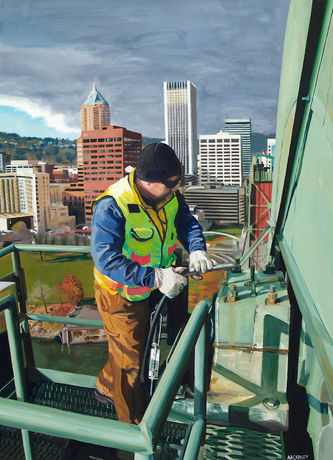 greasing hawthorne bridge oil painting christopher b mooney