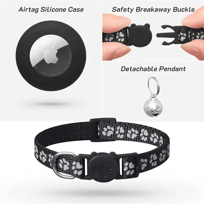 Miniatura: Coleira para Gatos Compatível com Apple Airtag com Sino e Fivela de Segurança 