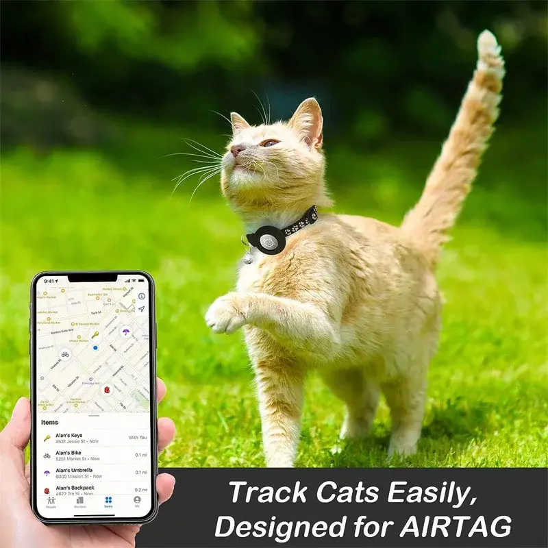 Miniatura: Coleira para Gatos Compatível com Apple Airtag com Sino e Fivela de Segurança 