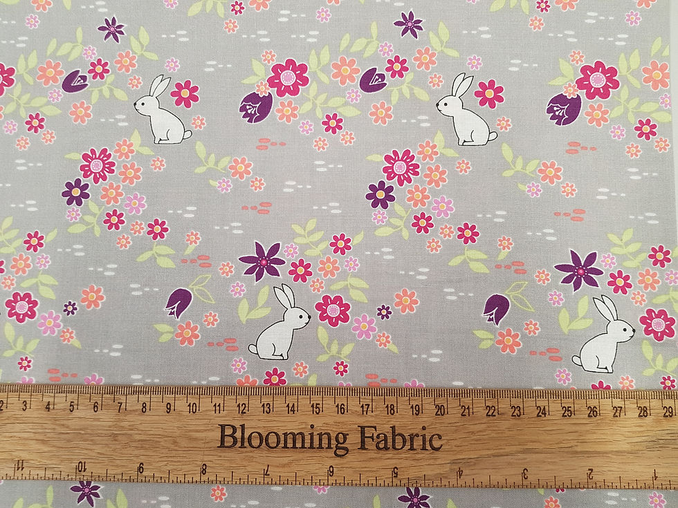 Miniatura: White rabbit fabric, Michael Miller fabric , flower Bunny Tracks