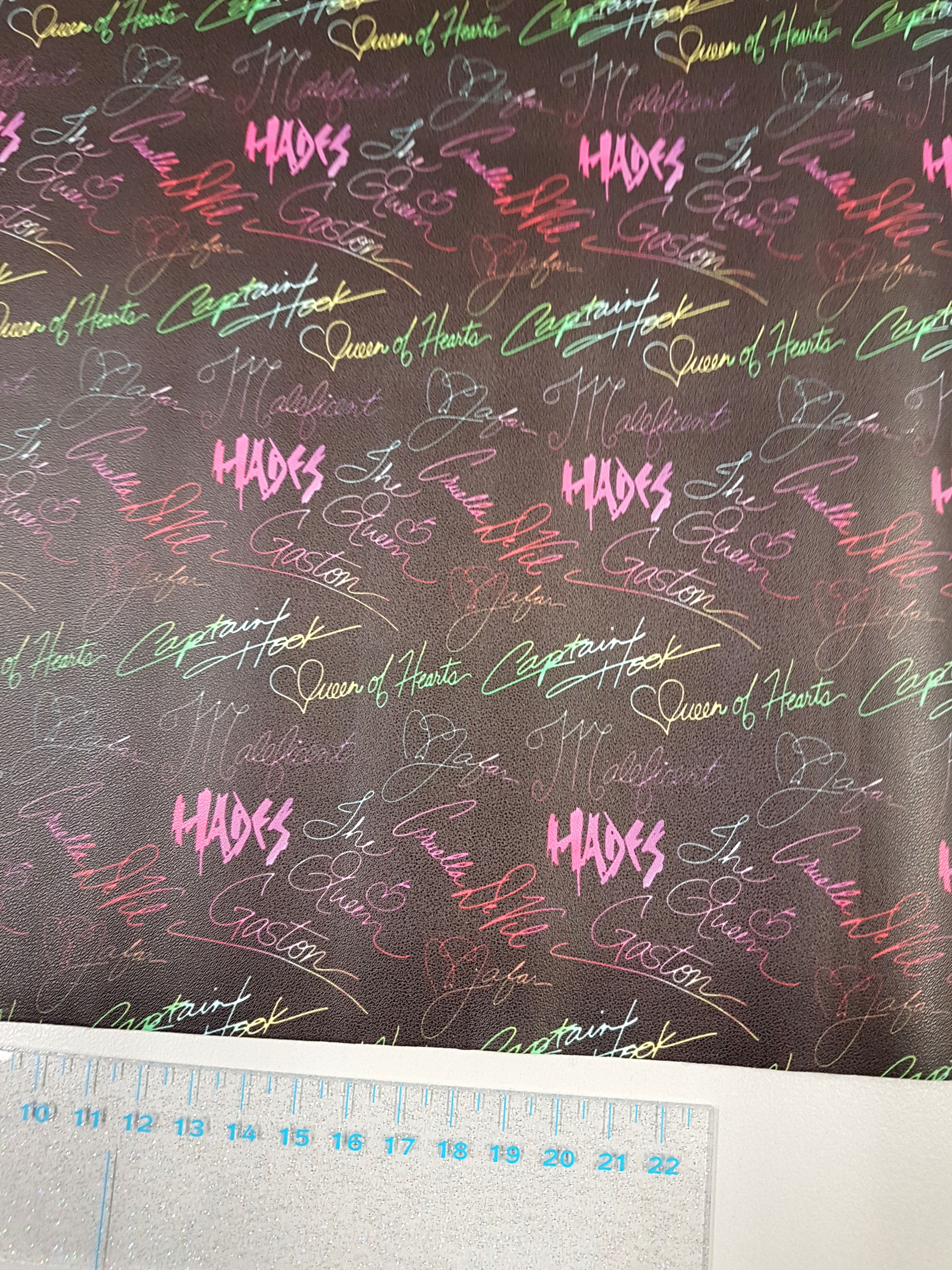 Villains black rainbow text Vinyl material, PVC material, bag making