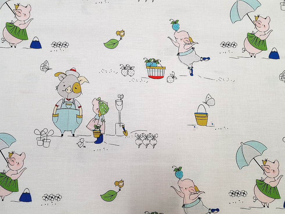 Miniature : Cute Piggies fabric, Pig fabric, Nursery fabric 100% cotton print  Riley Blake
