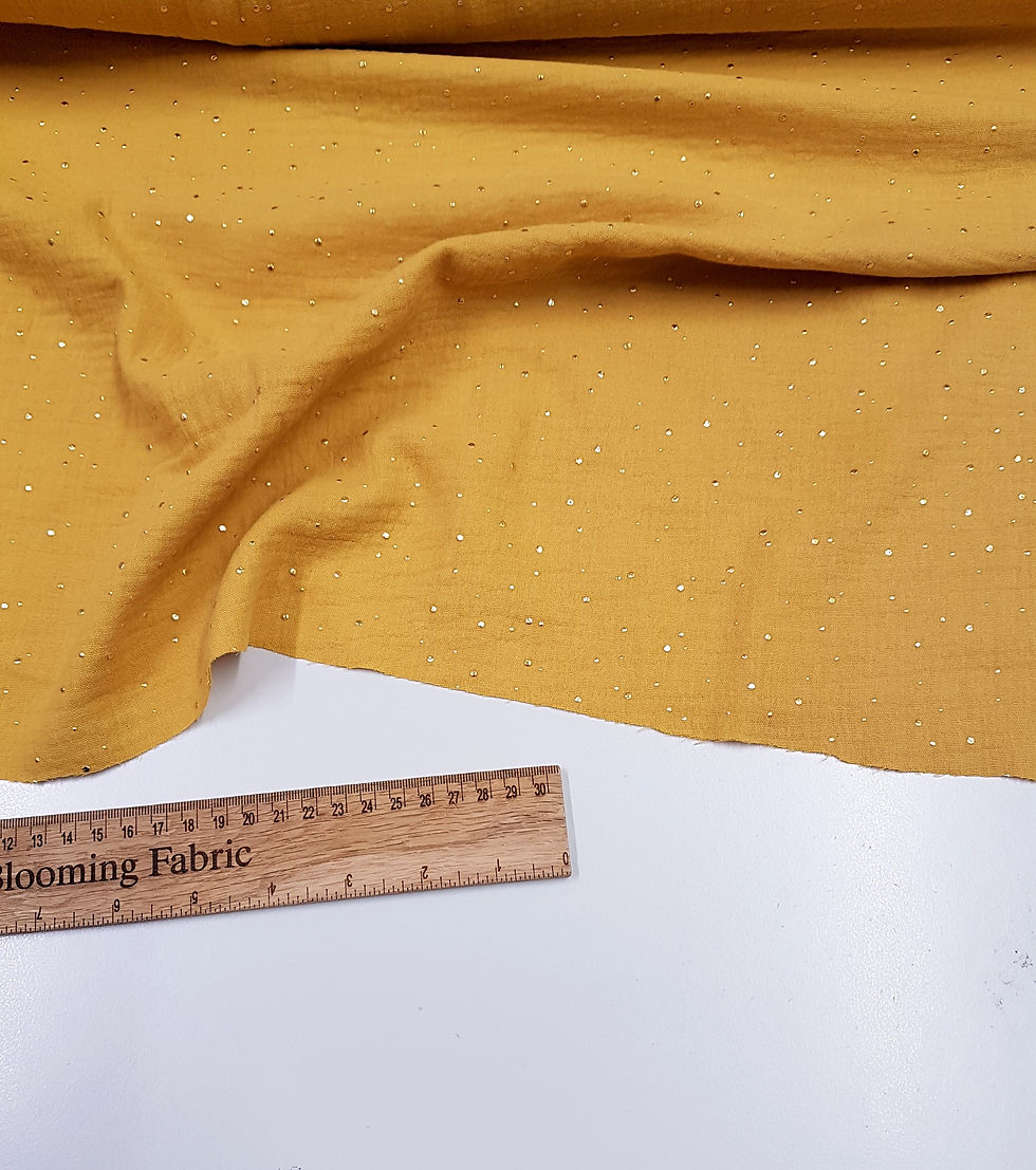 Miniatura: Double Gauze mustard fabric, gold speckled fabric