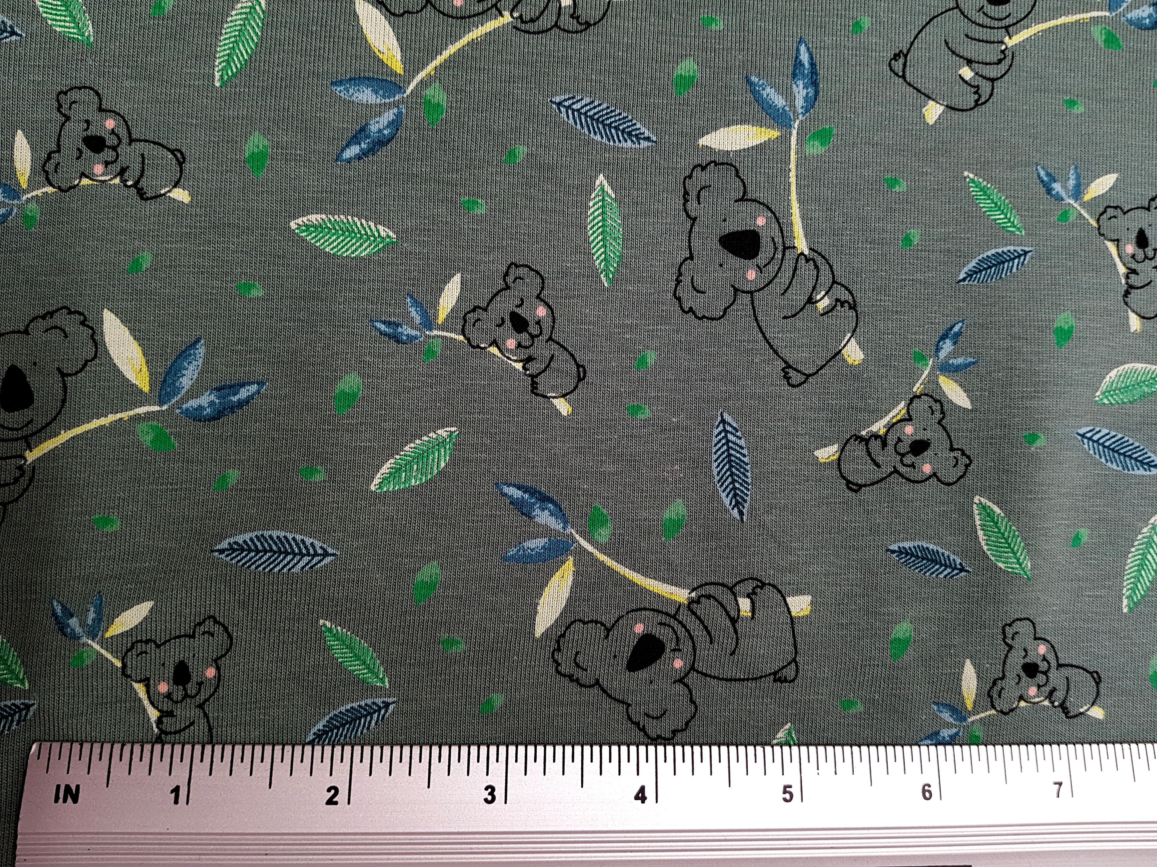 Koala bear fabric, Green background