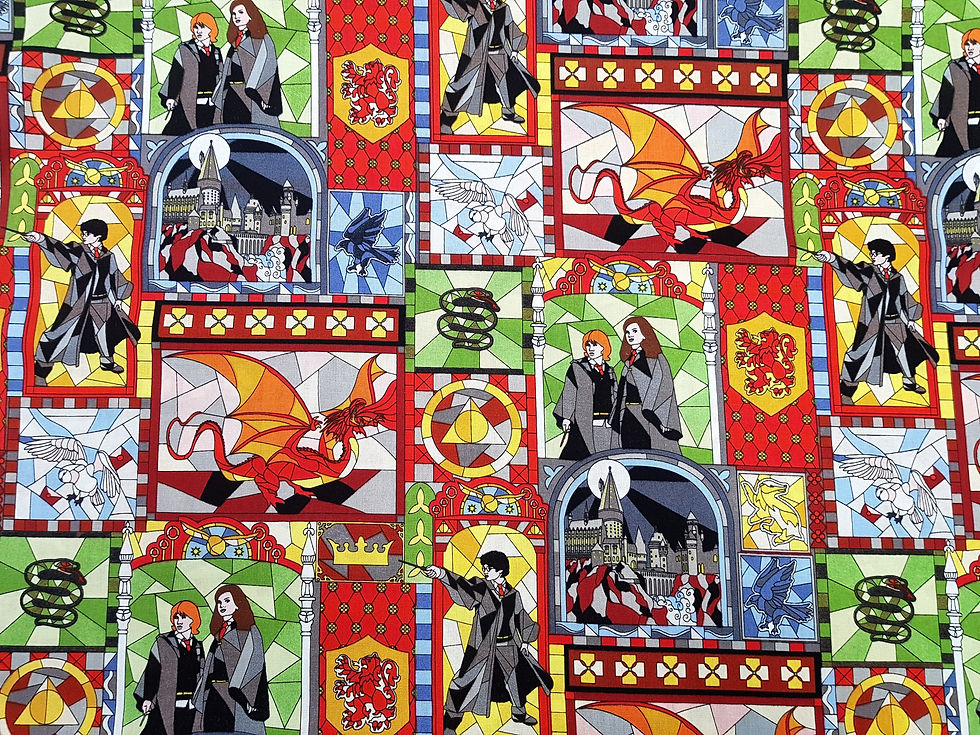 Miniatura: Harry Potter fabric, Hogwarts Fabric, Mosaic window art, 100% Cotton