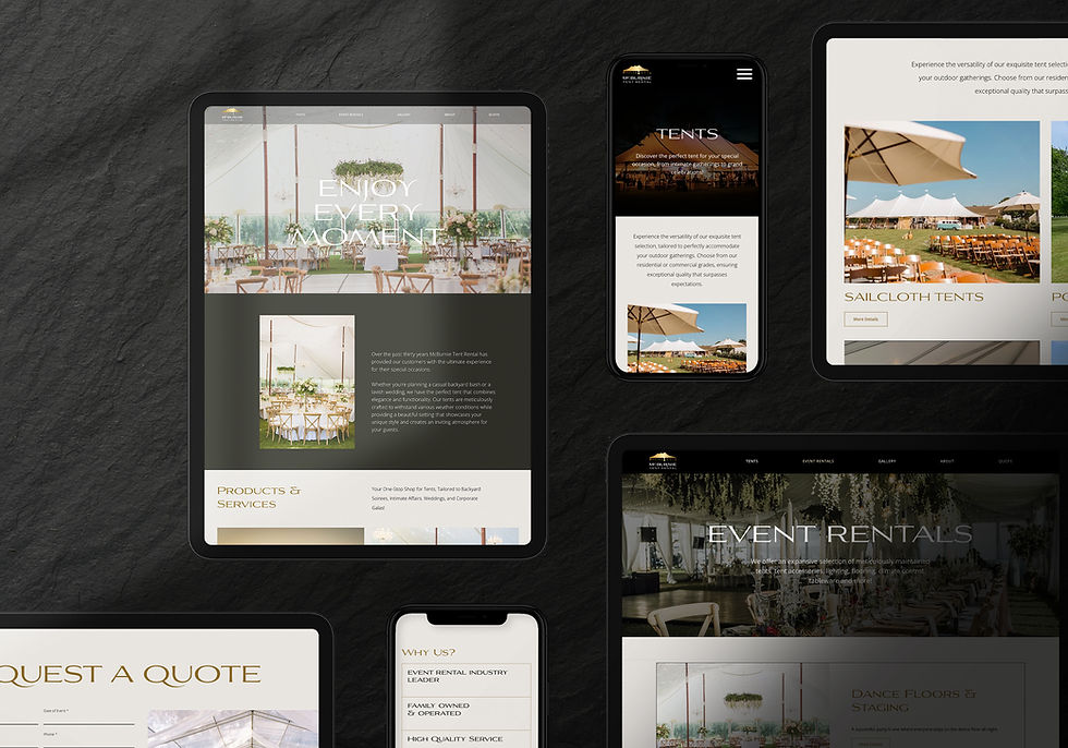 exclusive website design for a luxury tent rental company on Long Island by Italia Designs.
