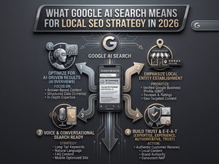Google AI search visual illustrating how local SEO strategy is changing for businesses in 2026