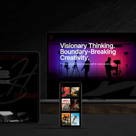 Custom website design and development project for Highlightstar media studio featuring cinematic hero video, modern layout structure, and strategic digital branding to support growth and online visibility.
