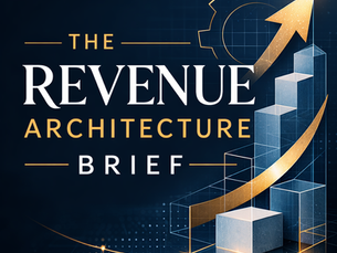 “The Revenue Architecture Brief blog graphic showing revenue growth arrows and structural architecture blocks.”