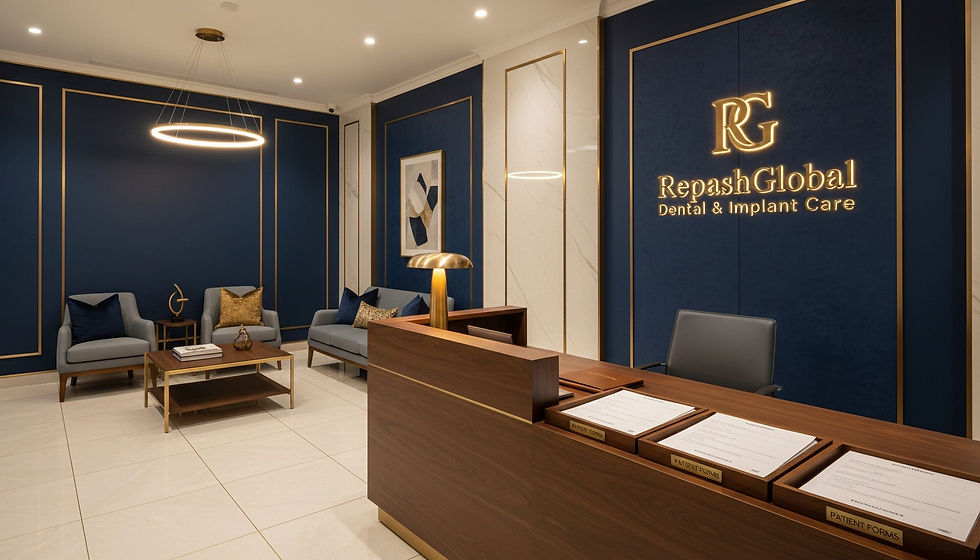 Eye-level view of a dental office reception area with organized patient intake forms