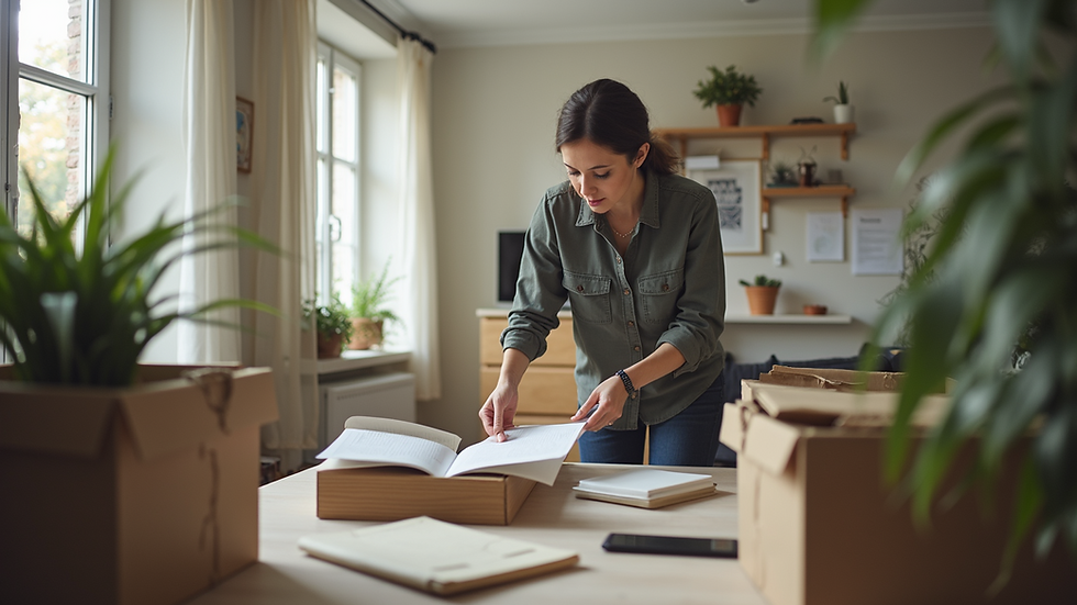 Eye-level view of a professional organizer helping a client declutter their living space