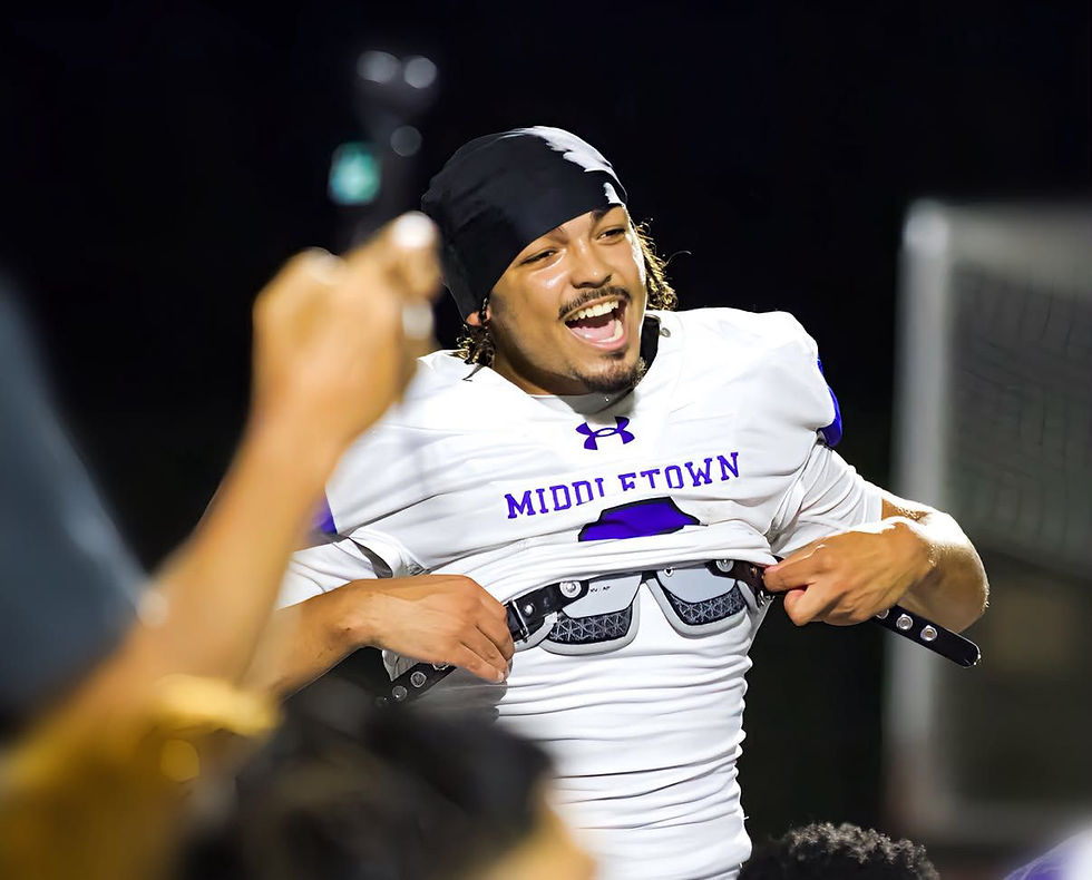 Jojo Royal all smiles after Middletown's comeback win over Cornwall.