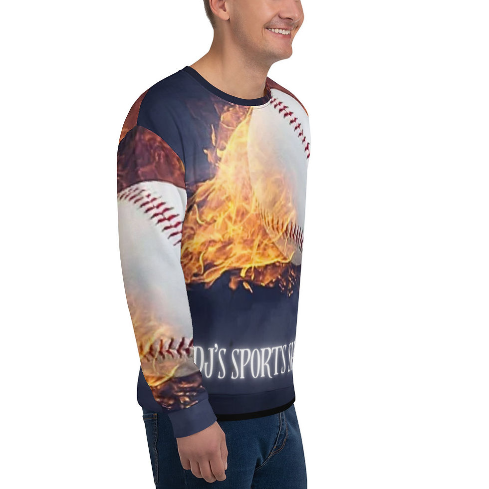 Thumbnail: DJ's Baseball Fire All-Over Print Unisex Sweatshirt