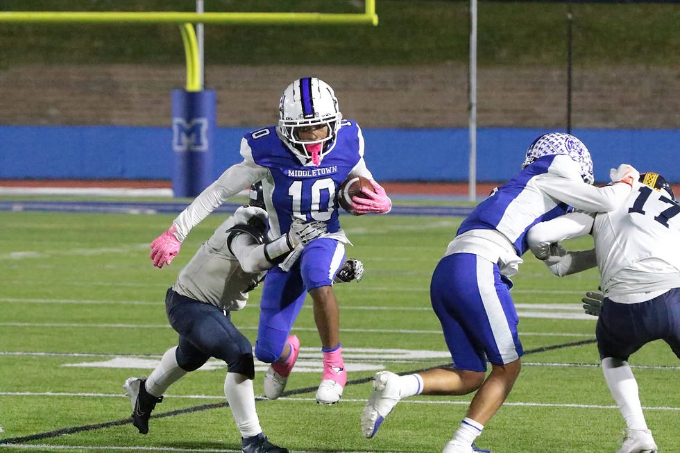 Ryheem Tinsley's four touchdowns propel Middletown over Our Lady of Lourdes for their third straight win.