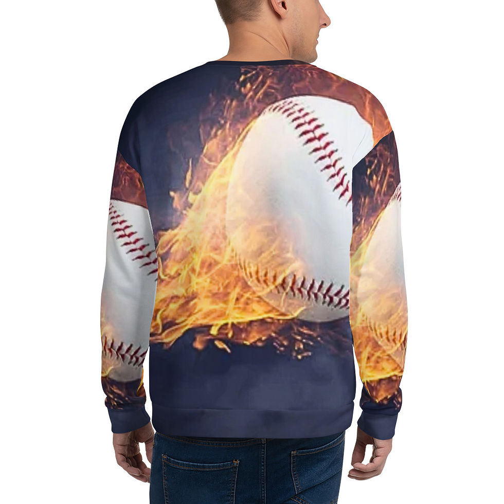 Thumbnail: DJ's Baseball Fire All-Over Print Unisex Sweatshirt