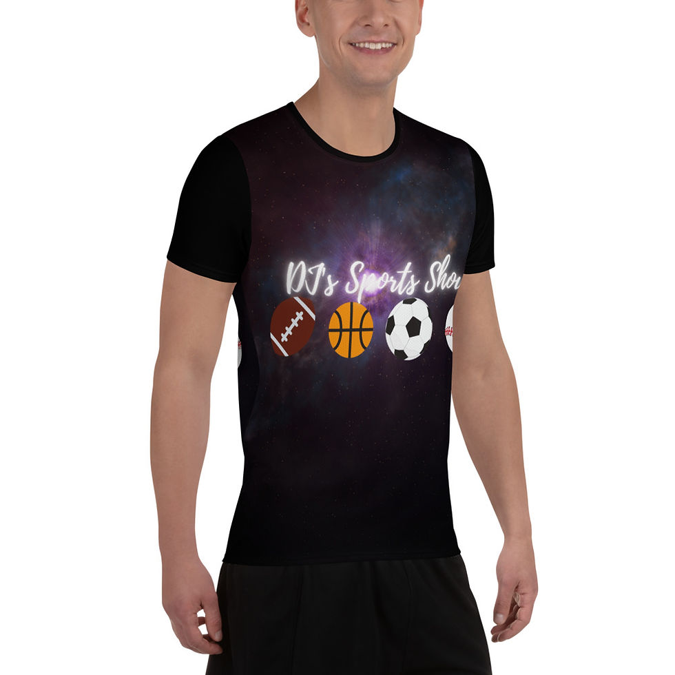 Thumbnail: DJ's All-Over Print Black Purple Athletic T-shirt