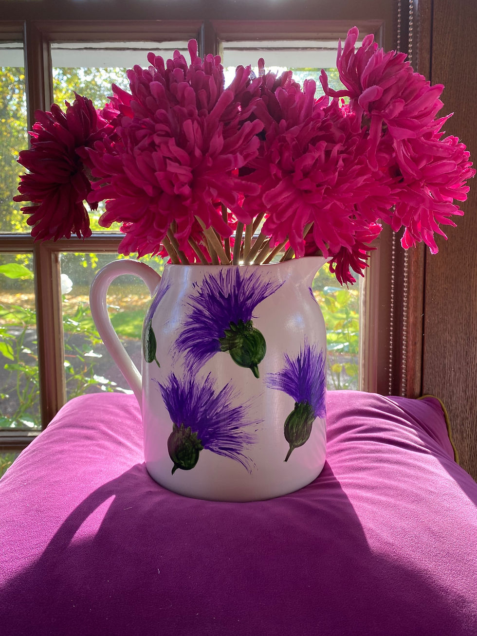 Thumbnail: Hand painted Thistle Jug - Large Straight Side 