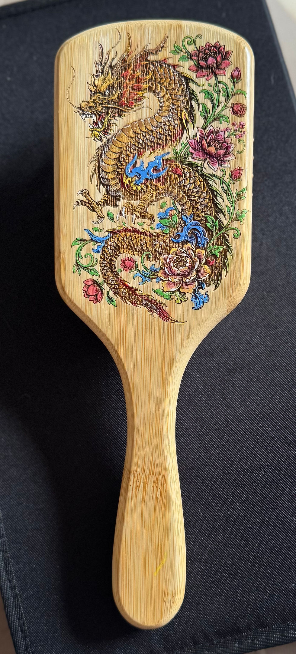 Thumbnail: Floral Dragon Engraved Bamboo Brush