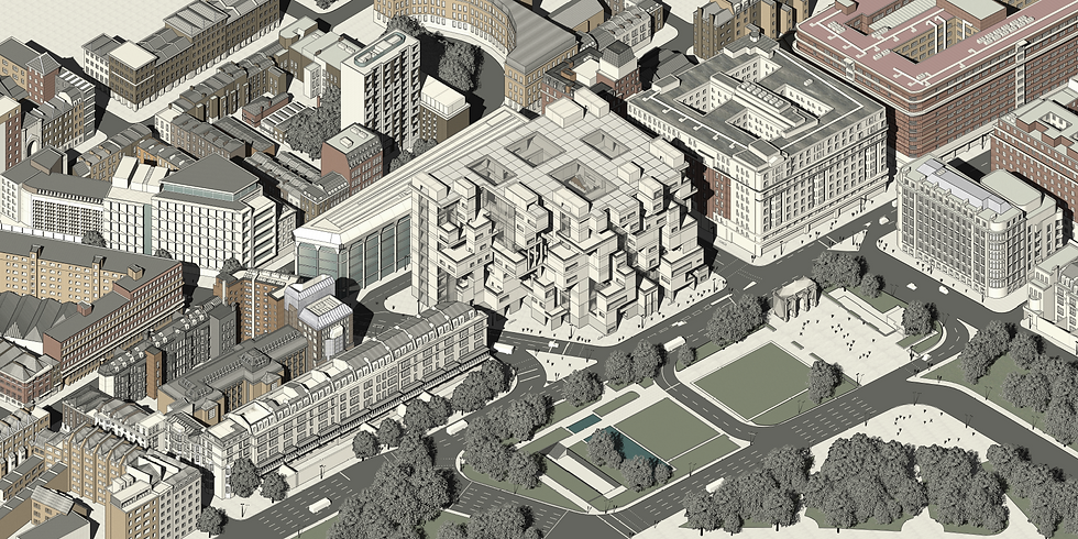 영국 런던 주민복합센터 설계안 조감도 (Architectural Perspective View)