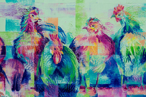 Original chicken painting by Hannah Shergold