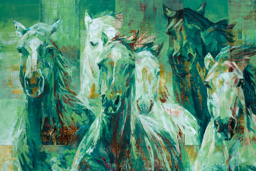 Original equine art, Wild Horses, by Hannah Shergold
