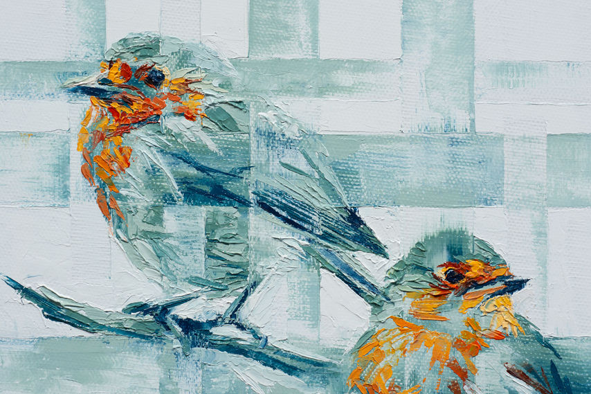 Original robin art painting by Hannah Shergold