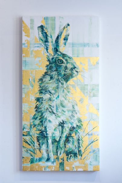 Gold leaf hare painting by Hannah Shergold