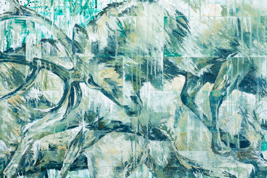 Stag rut painting by Hannah Shergold