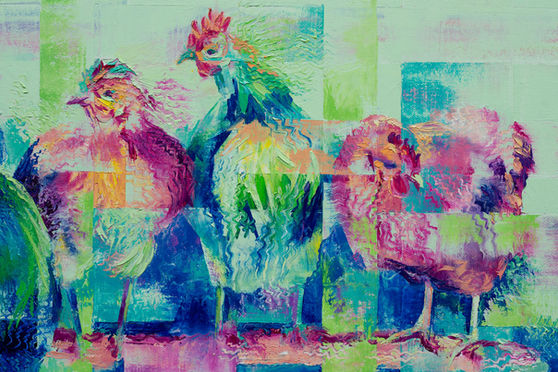 Original chicken painting by Hannah Shergold