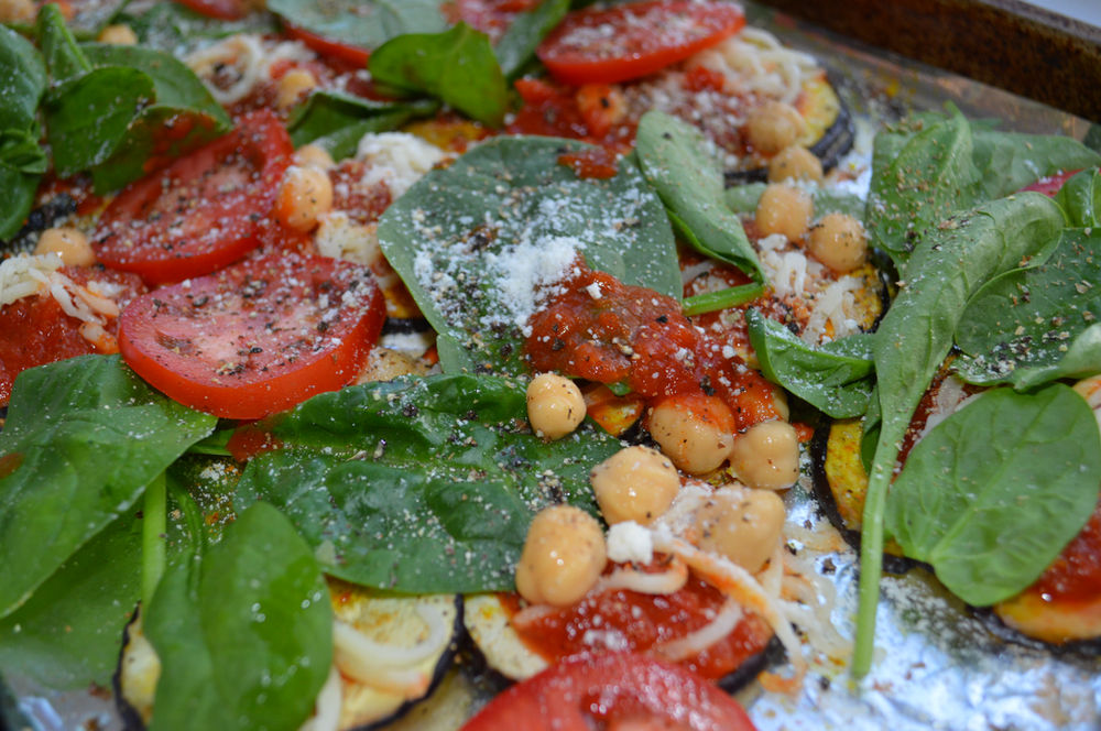 Eggplant Parmesan with Spinach, Chickpeas and Turmeric