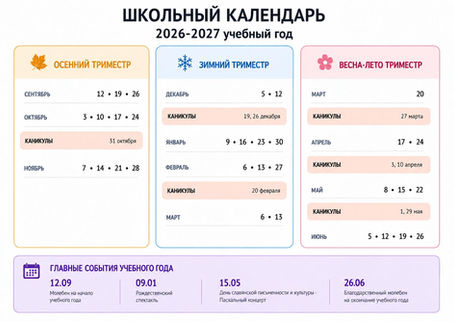 Расписание занятий на 2026-2027 учебный год