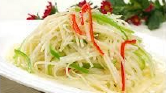 青椒土豆丝 Pan Fried Shredded Potato with Bell Pepper