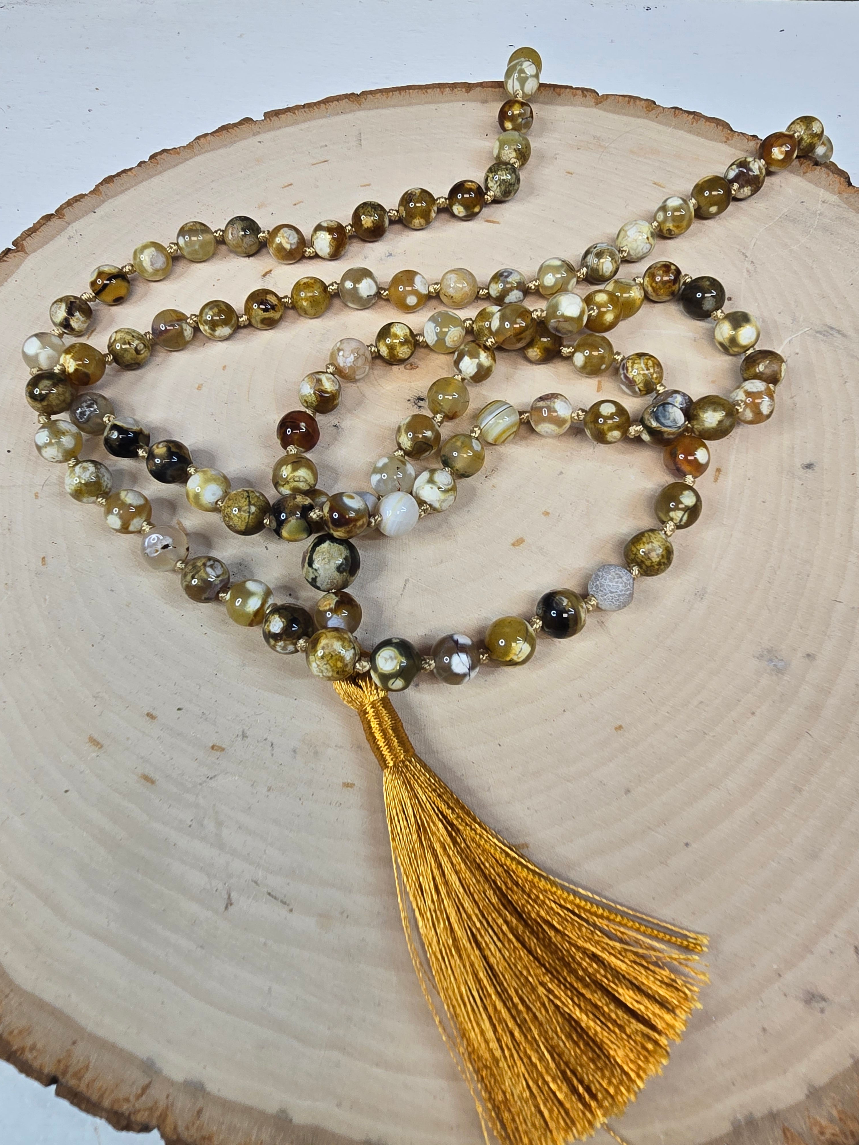 Green Colored Agate Mala