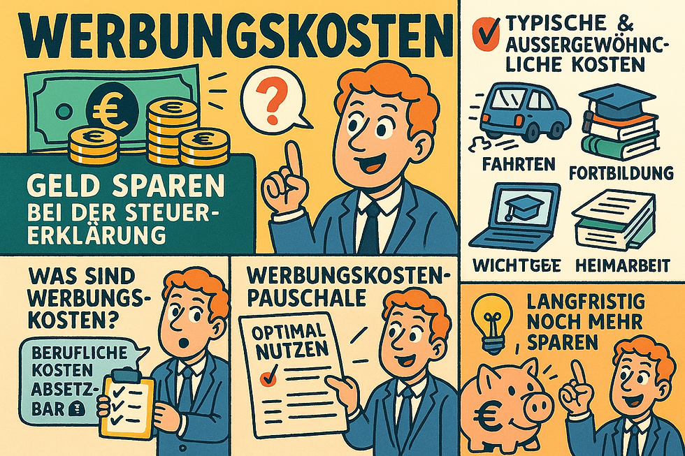 Werbungskosten menschen, Comic Geld sparen