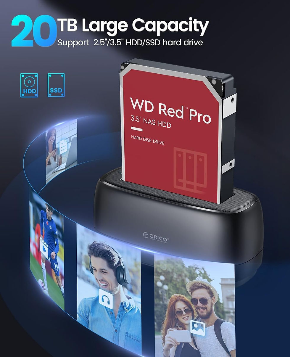 Thumbnail: ORICO External Hard Drive Docking Station for 2.5/3.5 Inch HDD SSD