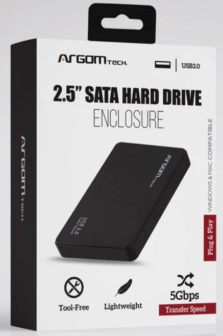 ARGOM ARG-AC-1032 2.5" SATA Hard Drive Tool-Free Enclosure USB 3.0