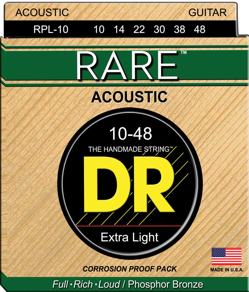 DR Rare Phosphor Bronze Acoustic Guitar Strings RPL-10 Extra Light 10-48