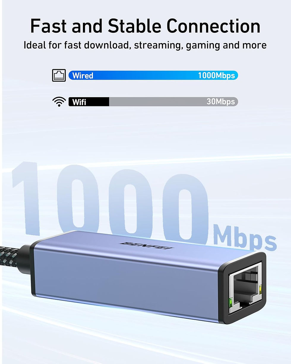 Thumbnail: BENFEI USB 3.0 to Ethernet Adapter, USB C to RJ45 Gigabit LAN Network Adapter