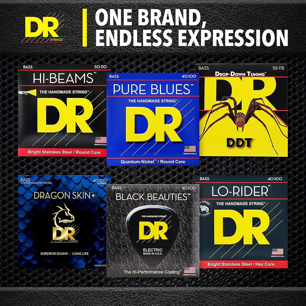 Thumbnail: DR Strings LR5-40 Hi-Beam Stainless Steel Bass Guitar Strings - .040-.120 Light